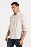 Color Hunt Men's Cream Printed Full Sleeve Cotton Shirt