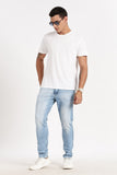 Color Hunt Men's Light Blue Full Length Washed Denim Jeans