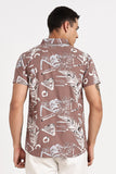 Color Hunt Men's Brown Printed Half Sleeve Poly Cotton Shirt
