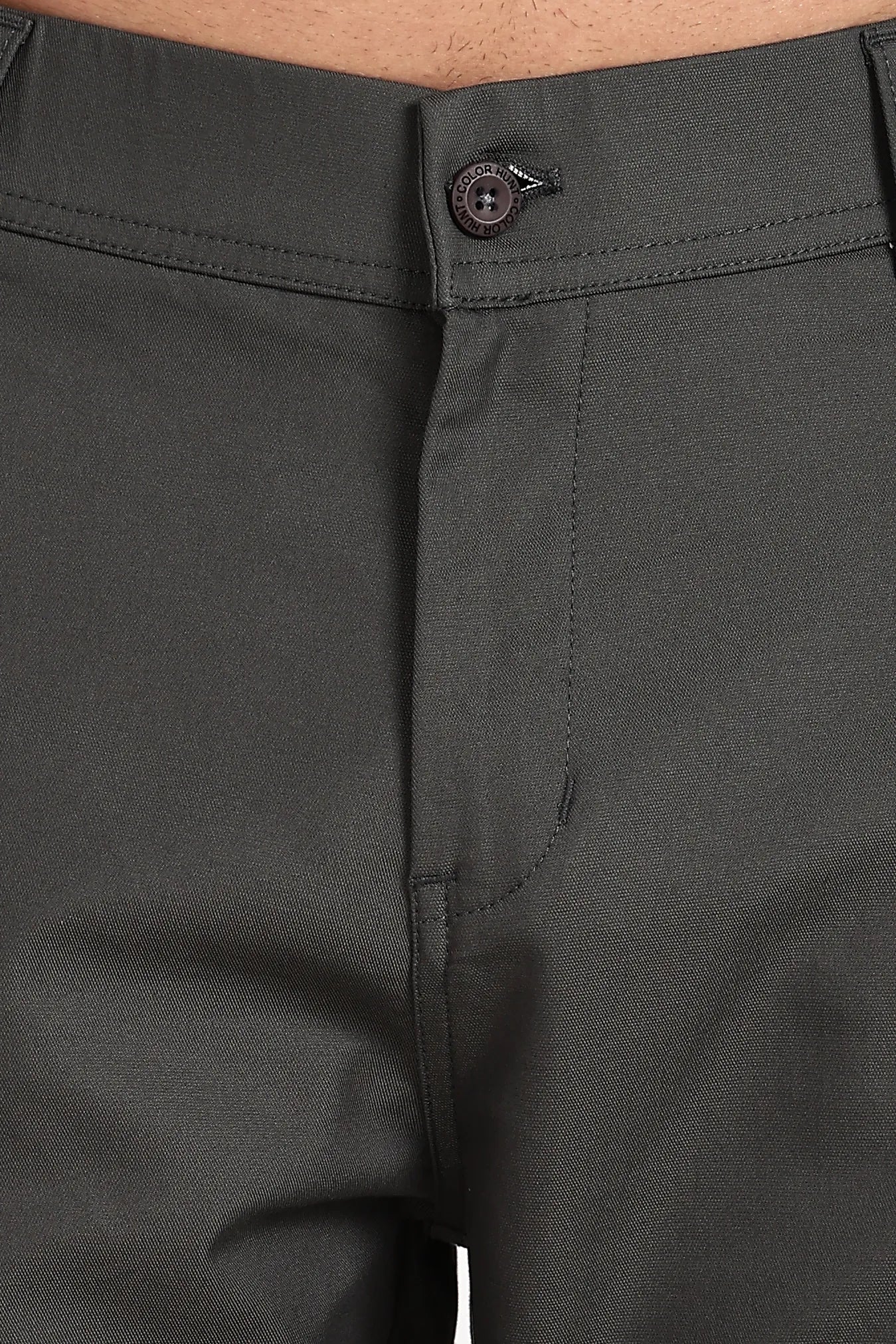 Color Hunt Men's Dark Grey Multi-Pocket Regular Fit Trousers