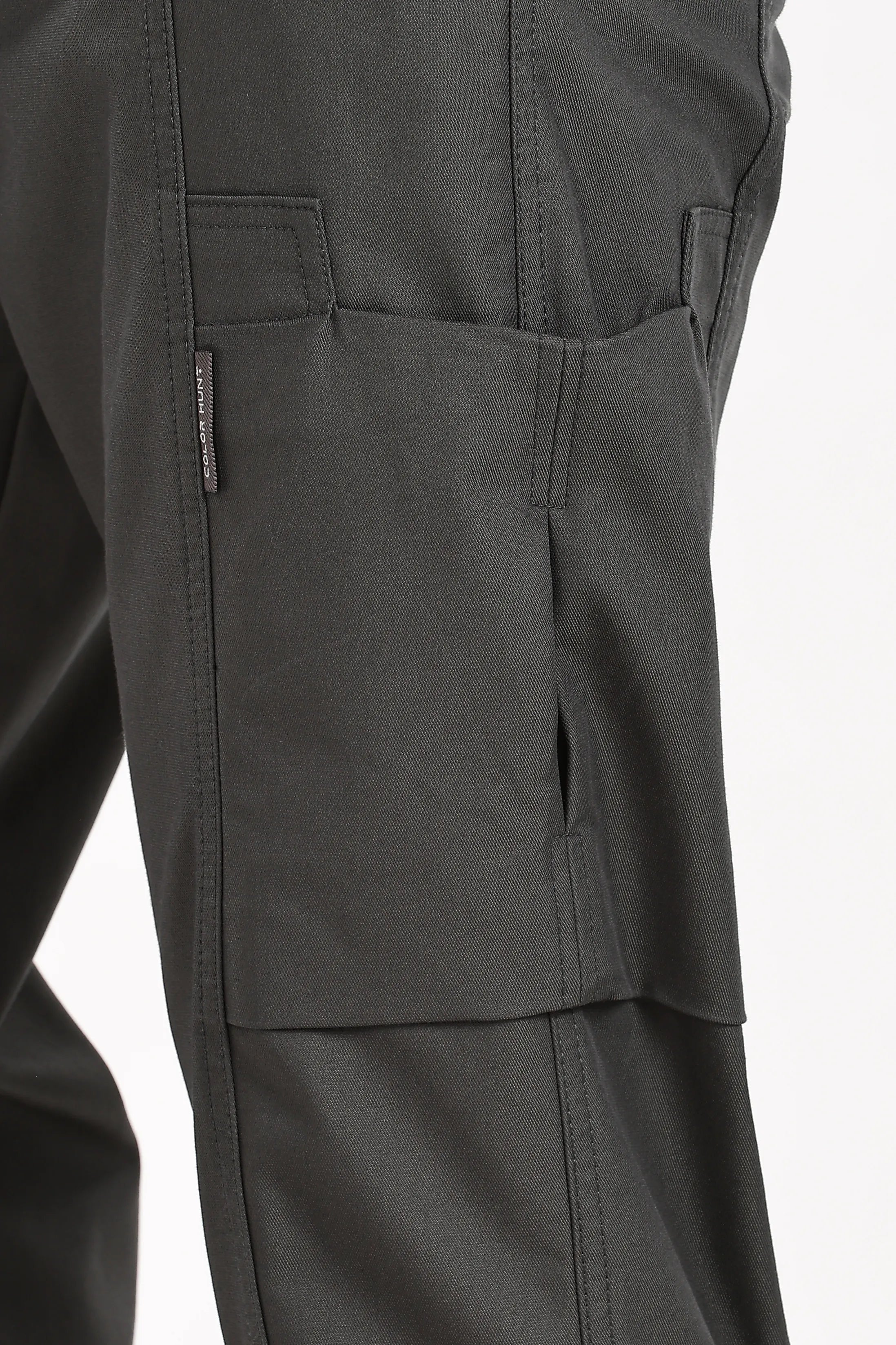 Color Hunt Men's Dark Grey Multi-Pocket Regular Fit Trousers