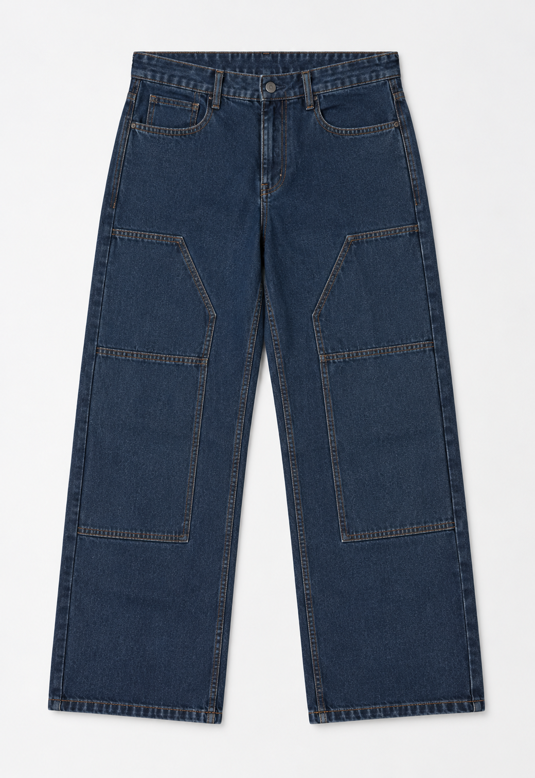 Color Hunt Dark Blue Baggy Fit Cargo Denim Jeans for Men