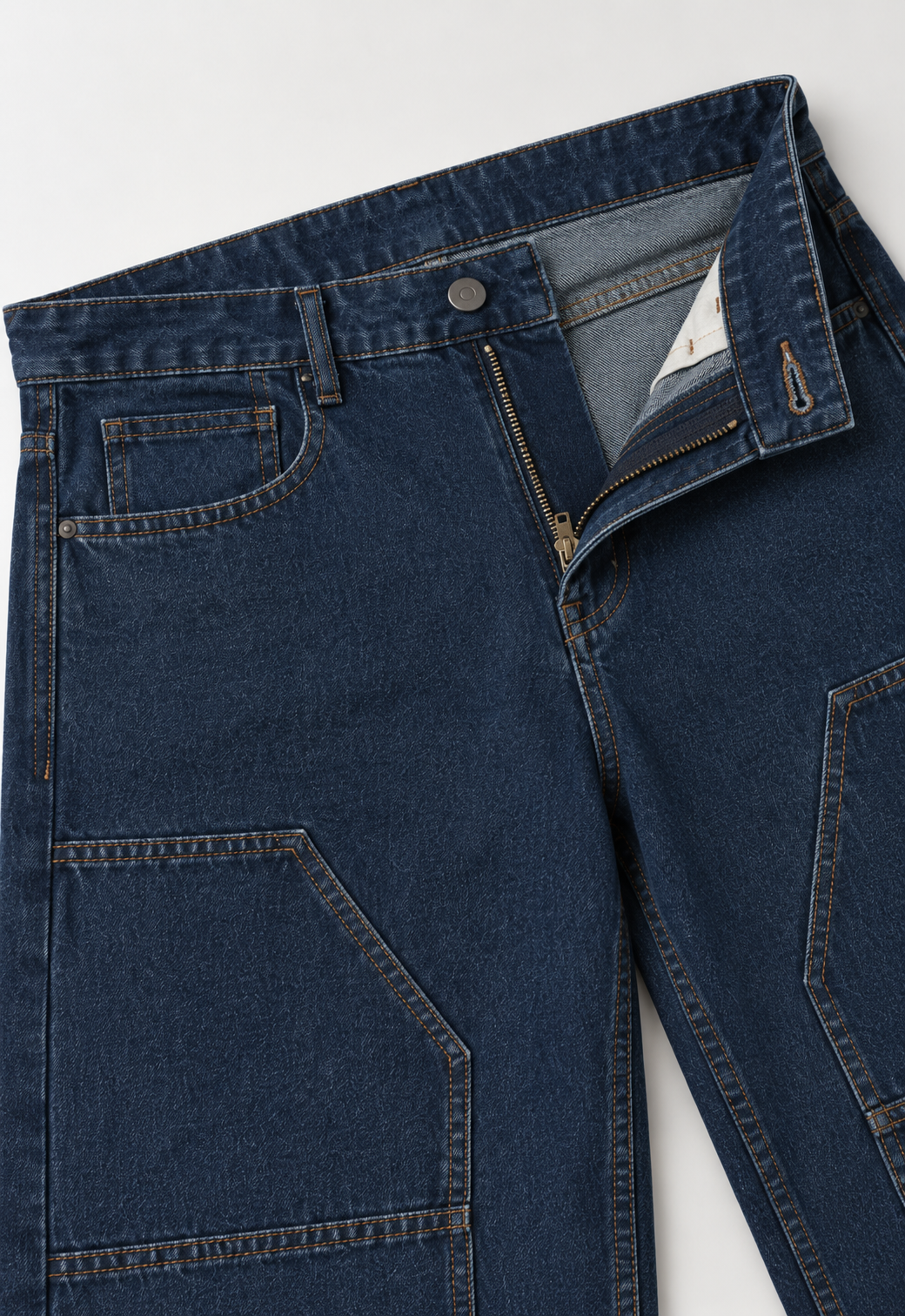 Color Hunt Dark Blue Baggy Fit Cargo Denim Jeans for Men