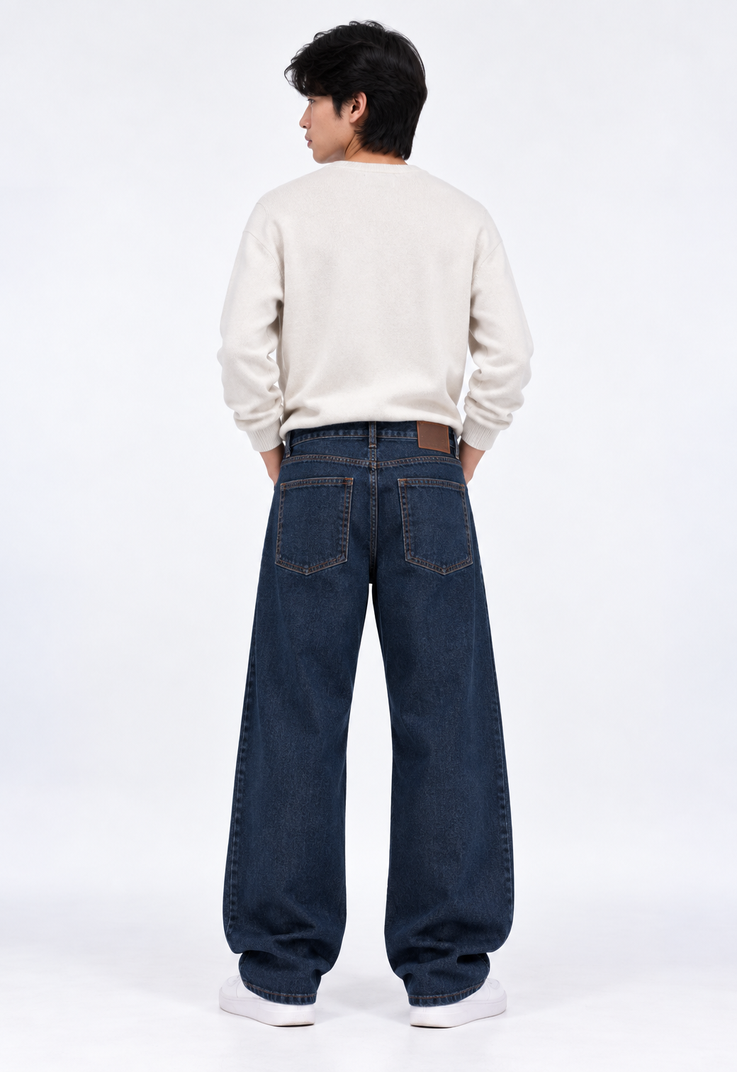 Color Hunt Dark Blue Baggy Fit Cargo Denim Jeans for Men