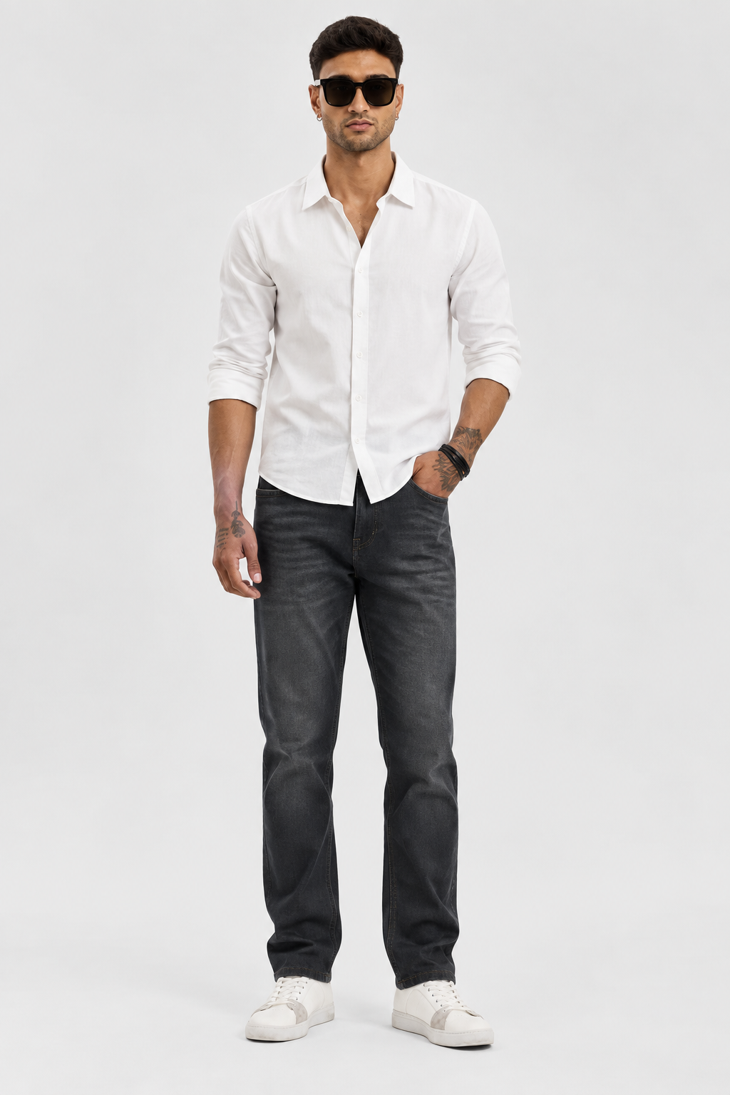Color Hunt Dark Grey Regular Fit Denim Jeans for Men
