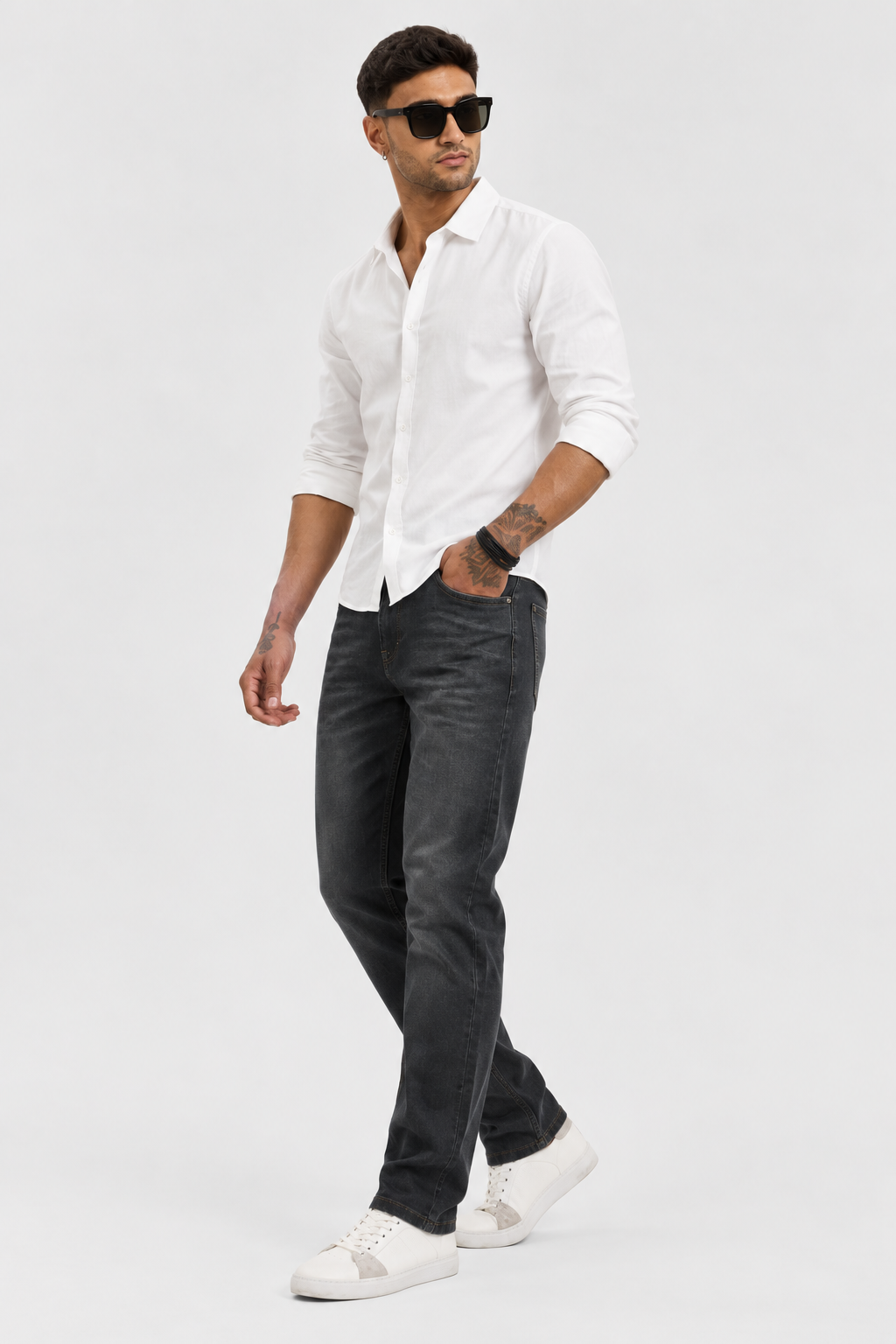 Color Hunt Dark Grey Regular Fit Denim Jeans for Men