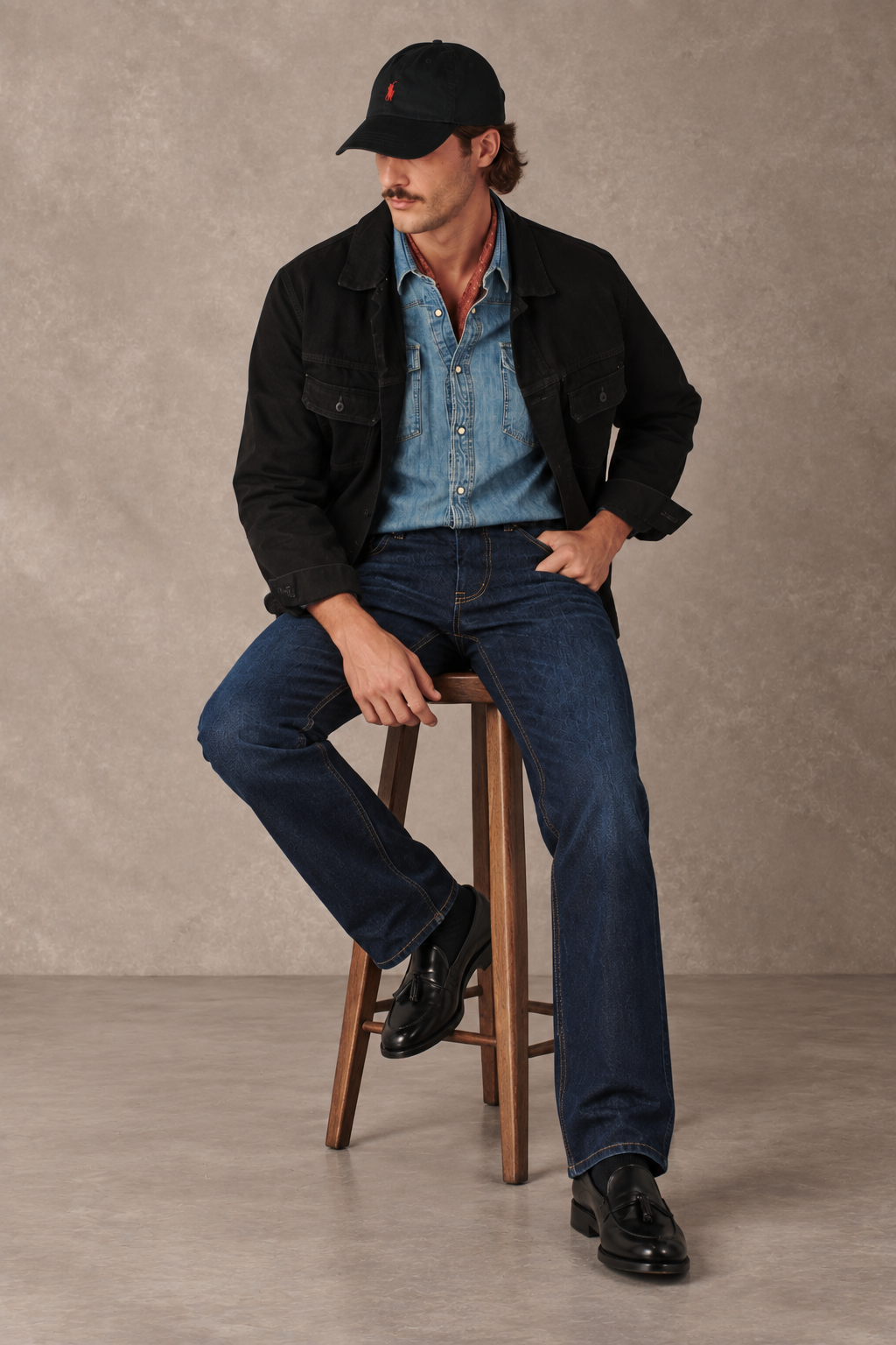 Color Hunt Dark Blue Regular Fit Textured Denim Jeans for Men