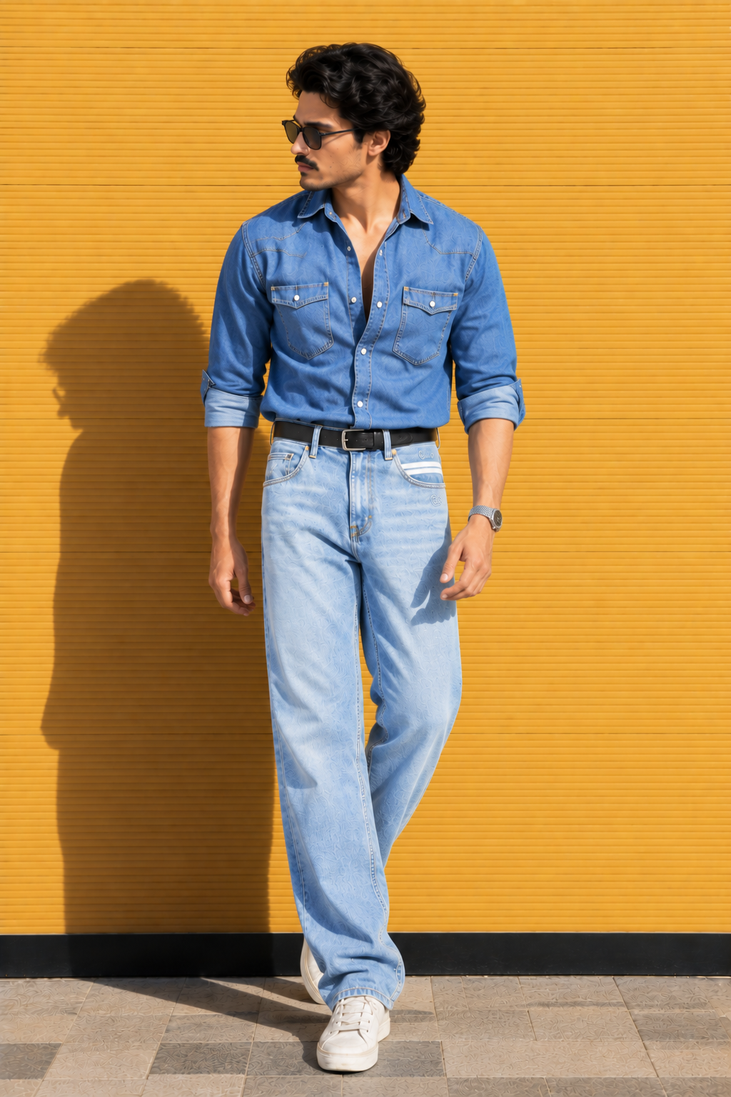 Color Hunt Light Blue Straight Fit Denim Jeans for Men