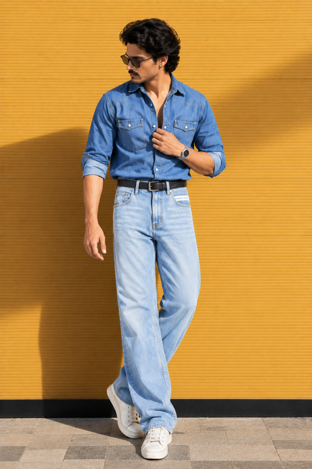 Color Hunt Light Blue Straight Fit Denim Jeans for Men