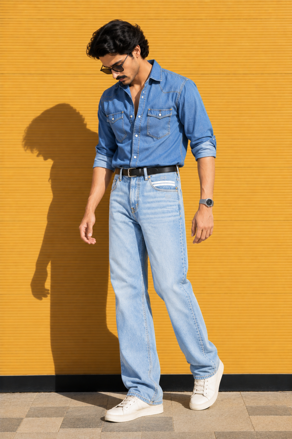 Color Hunt Light Blue Straight Fit Denim Jeans for Men