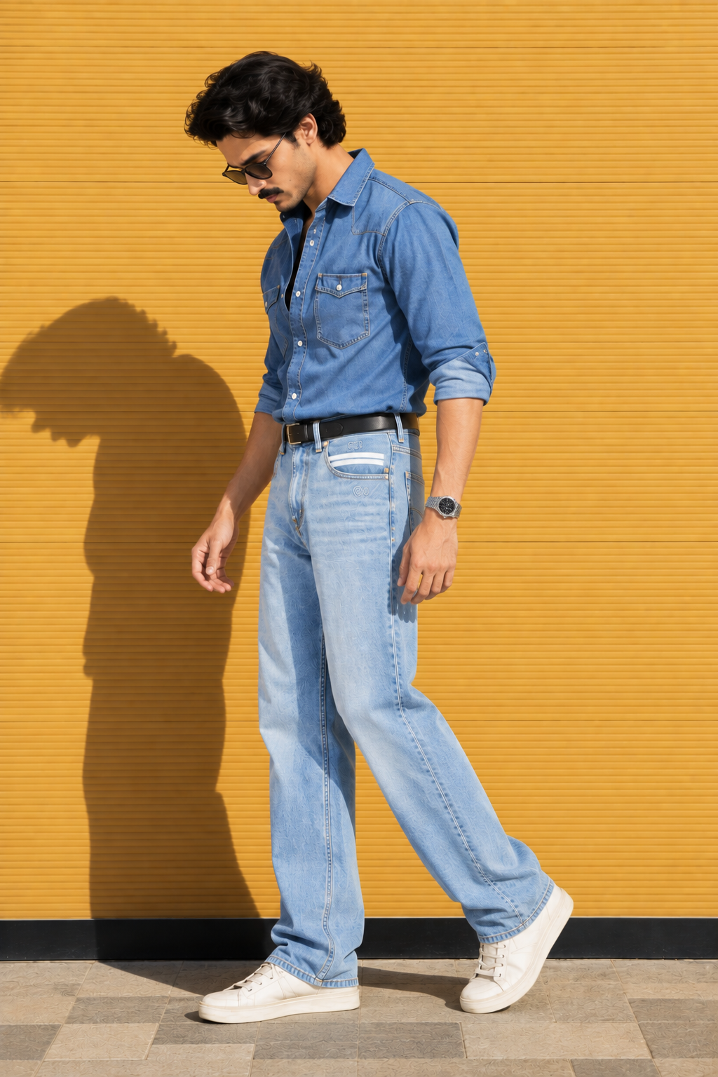 Color Hunt Light Blue Straight Fit Denim Jeans for Men