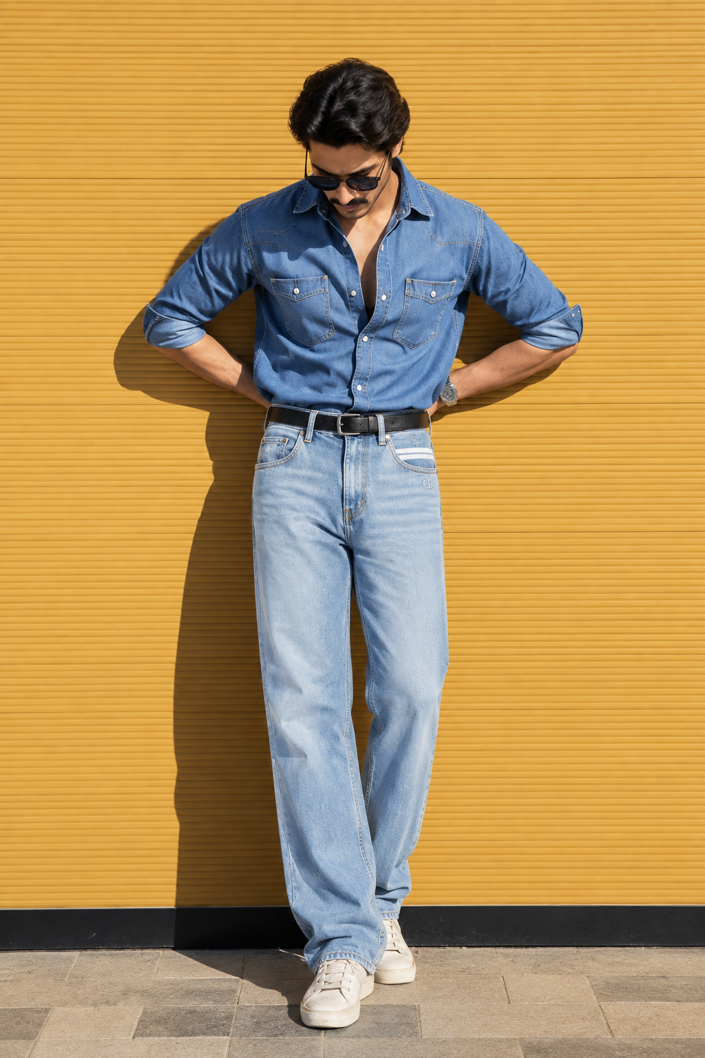 Color Hunt Light Blue Straight Fit Denim Jeans for Men