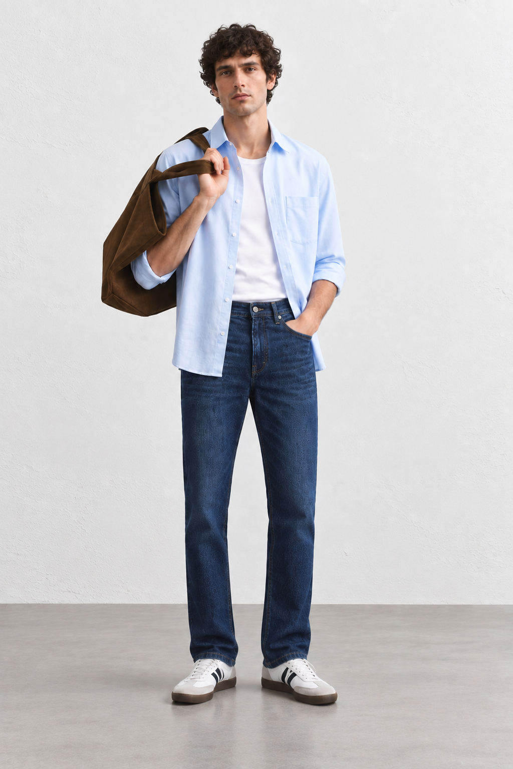 Color Hunt Dark Blue Regular Fit Textured Denim Jeans for Men