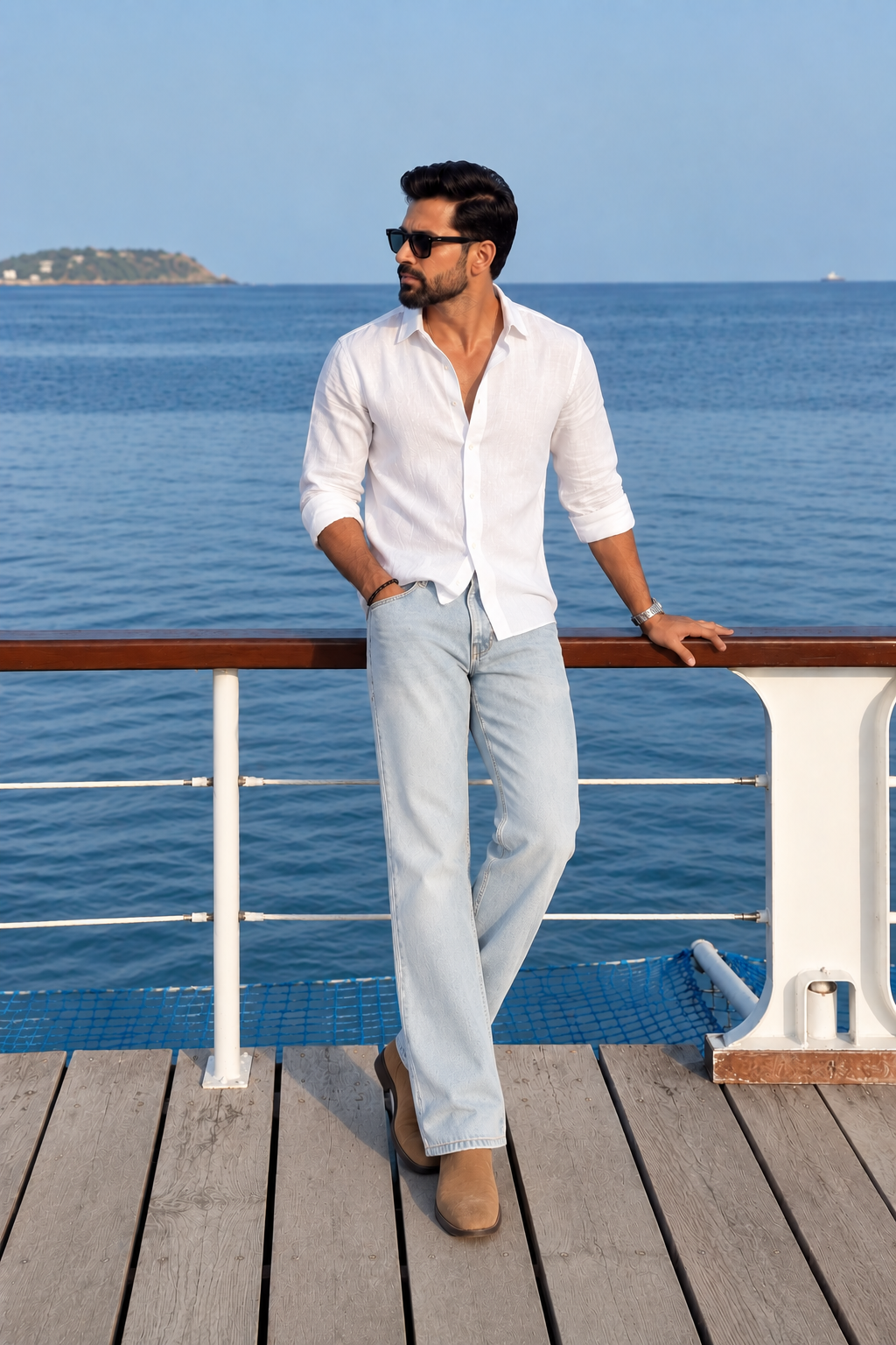 Color Hunt Light Blue Straight Fit Denim Jeans for Men