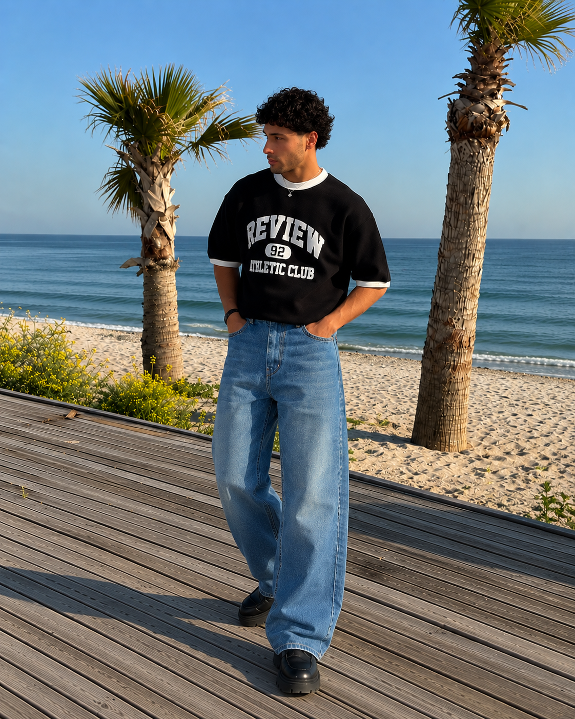 Color Hunt Men's Mid-Wash Baggy Fit Denim Jeans