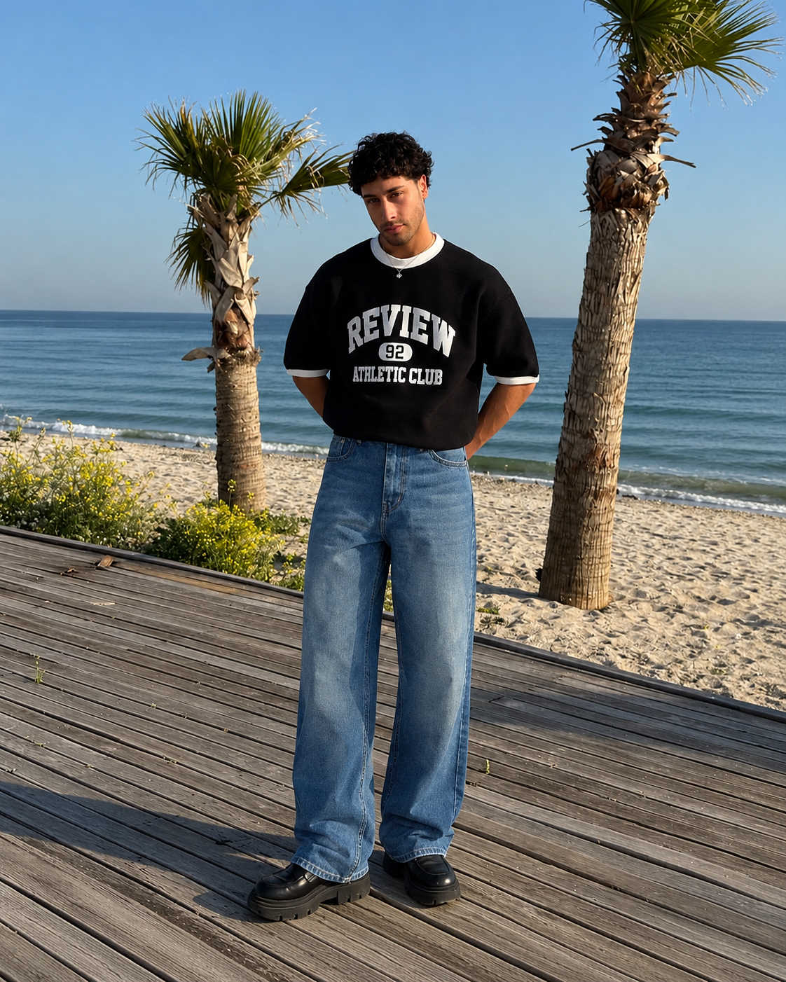 Color Hunt Men's Mid-Wash Baggy Fit Denim Jeans