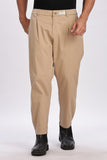 COLOR HUNT Men's Beige Ankle Length Cotton Jogger Trousers