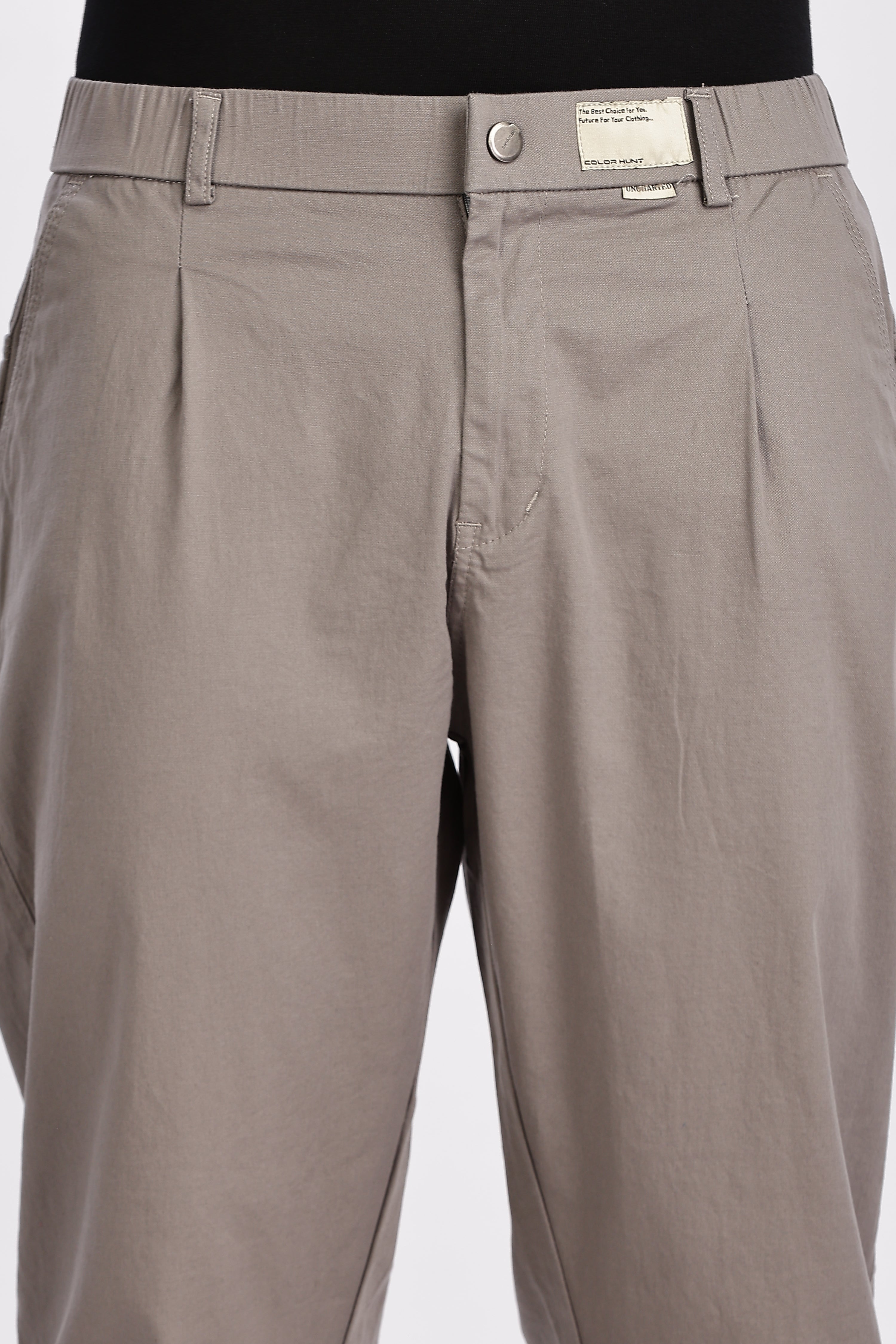Color Hunt Men's Grey Cotton Jogger Trousers - Regular Fit, Ankle Length