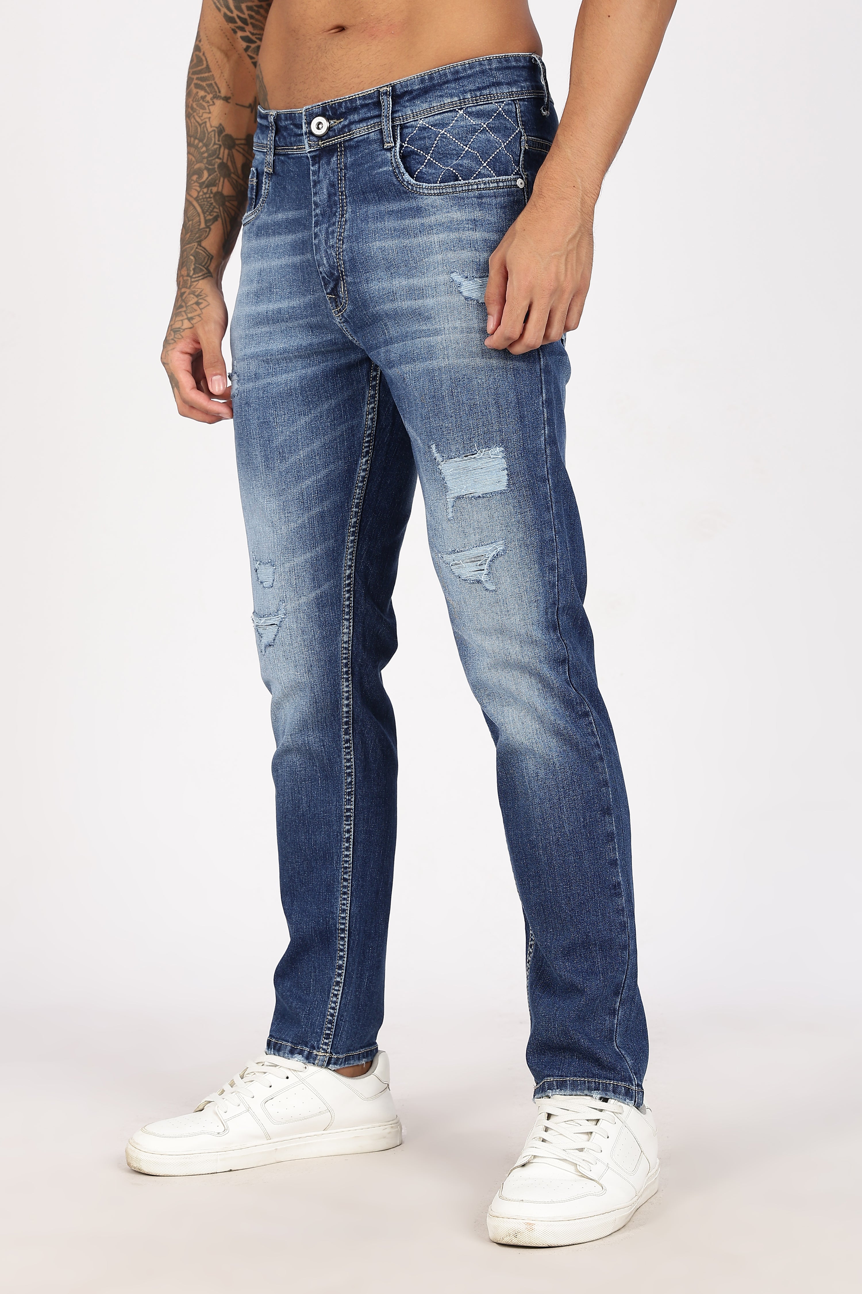 Color Hunt Men's Dark Blue Turkey Fit Washed Denim Jeans