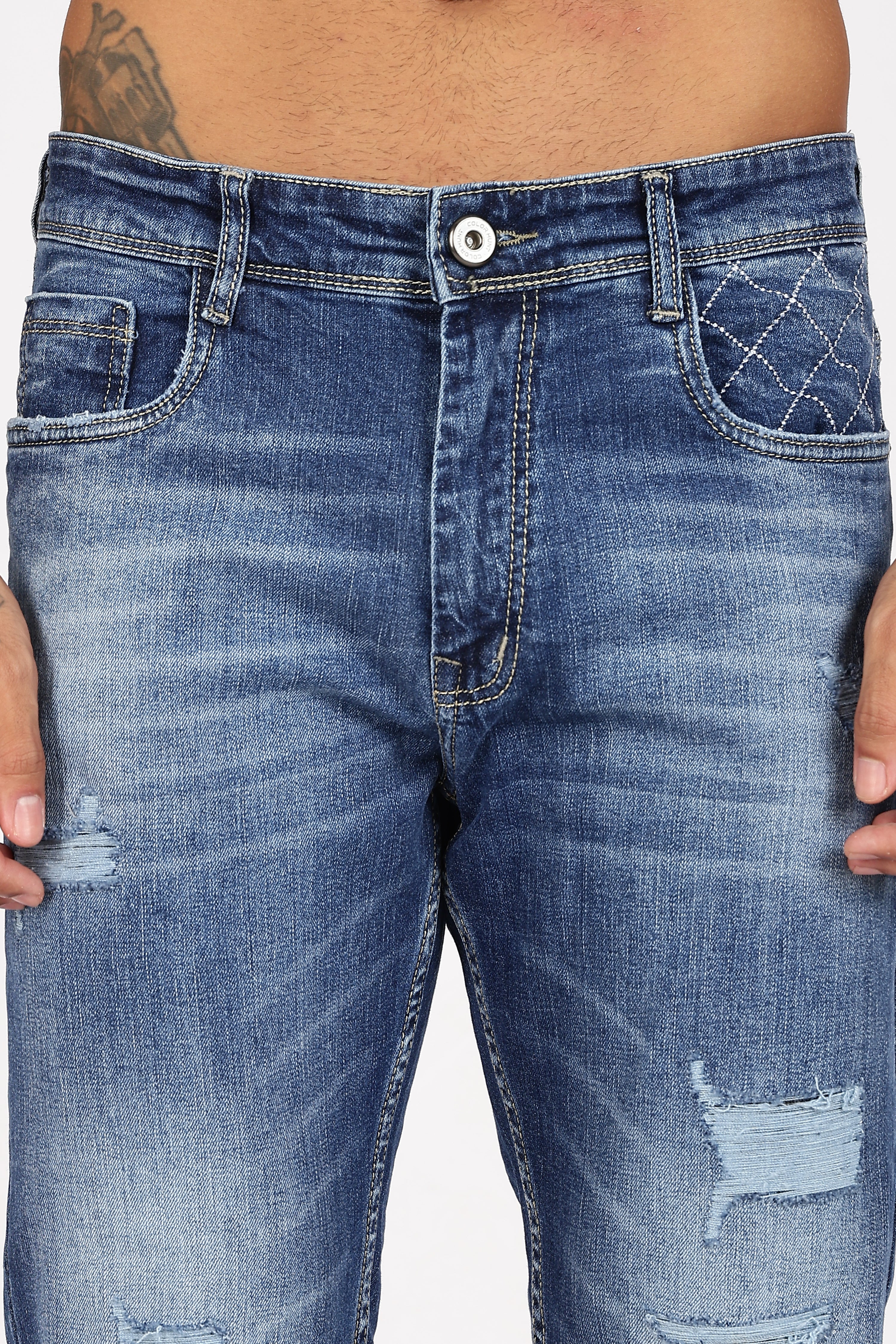 Color Hunt Men's Dark Blue Turkey Fit Washed Denim Jeans