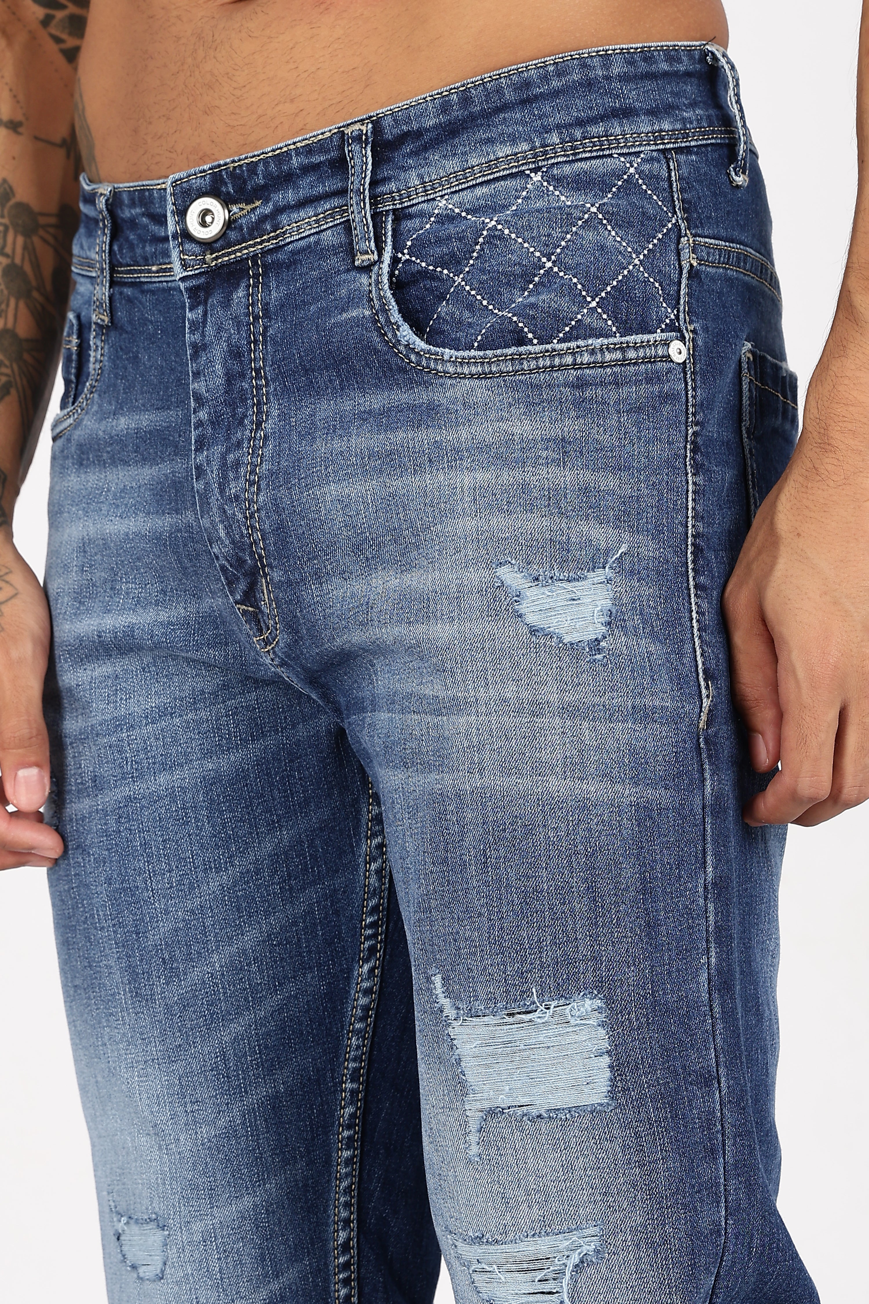Color Hunt Men's Dark Blue Turkey Fit Washed Denim Jeans