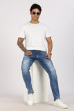 Color Hunt Men's Light Blue Full Length Washed Denim Jeans