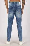 Color Hunt Men's Light Blue Full Length Washed Denim Jeans