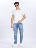 Color Hunt Men's Blue Ripped Full Length Denim Jeans
