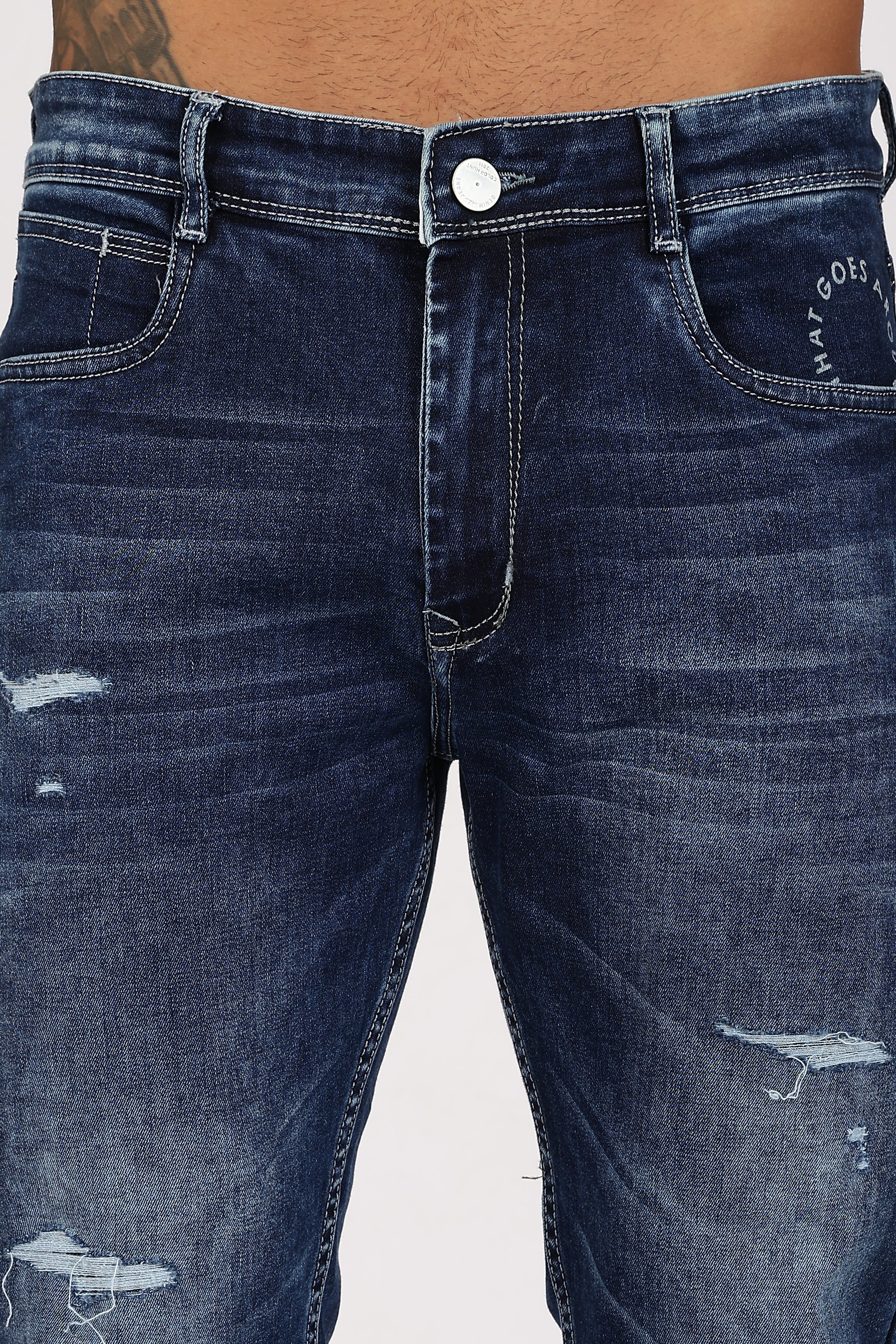 Color Hunt Men's Dark Blue Turkey Fit Washed Denim Jeans