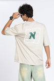 Color Hunt Men's Cream Oversize Half Sleeve Pure Cotton T-Shirt
