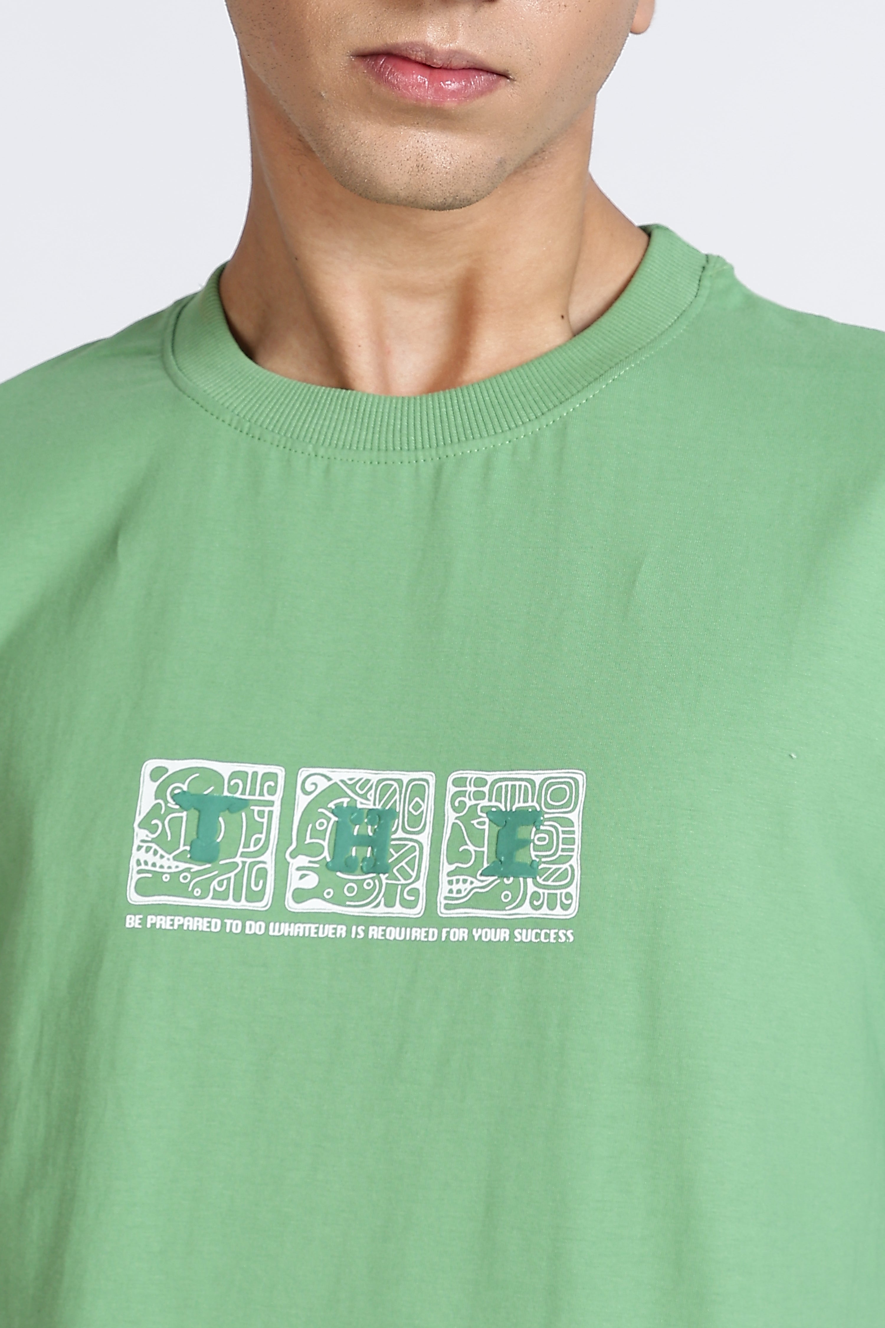 Color Hunt Men's Green Oversize Pure Cotton Printed T-Shirt