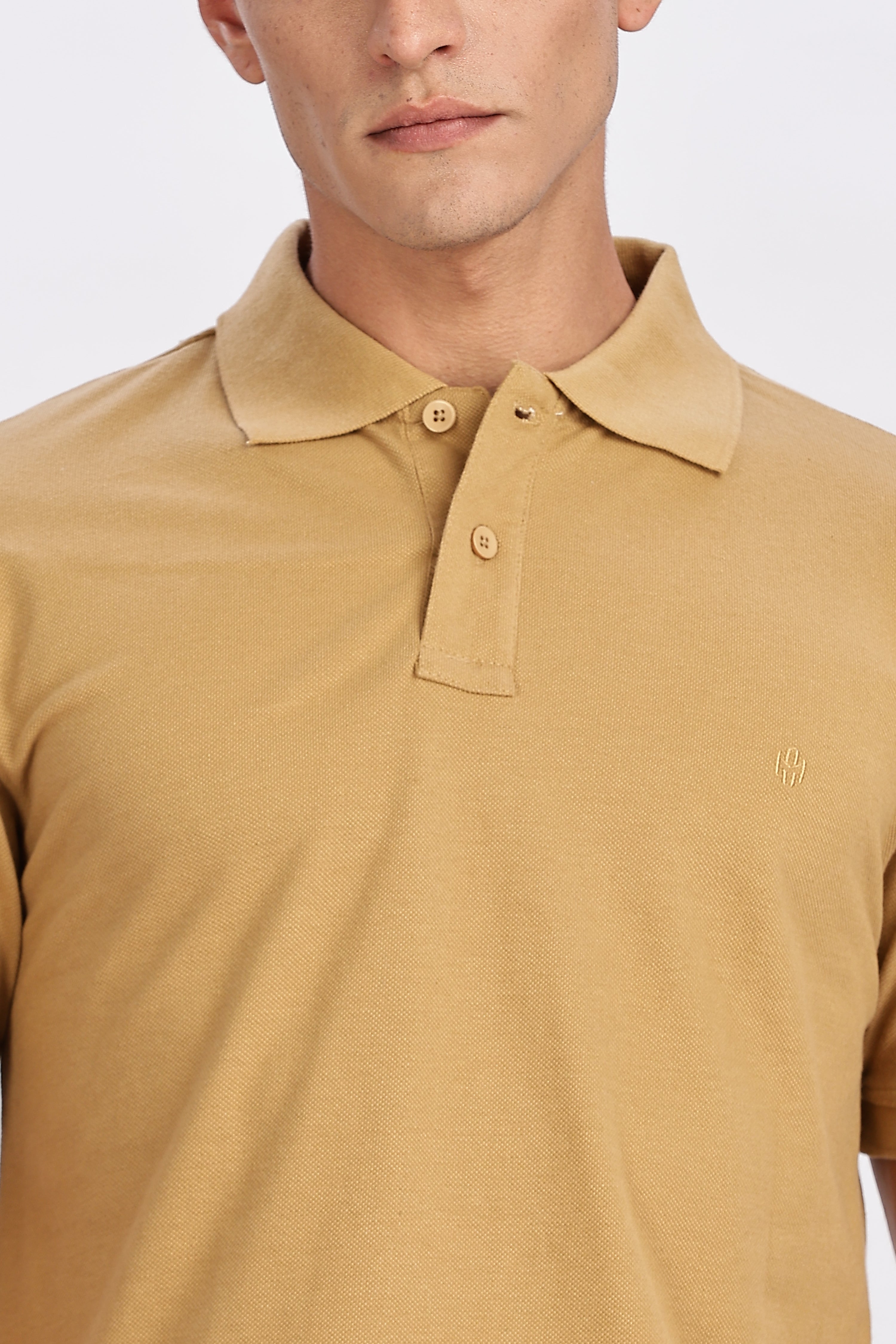 Color Hunt Men's Beige Regular Fit Matty Cotton Polo T-Shirt