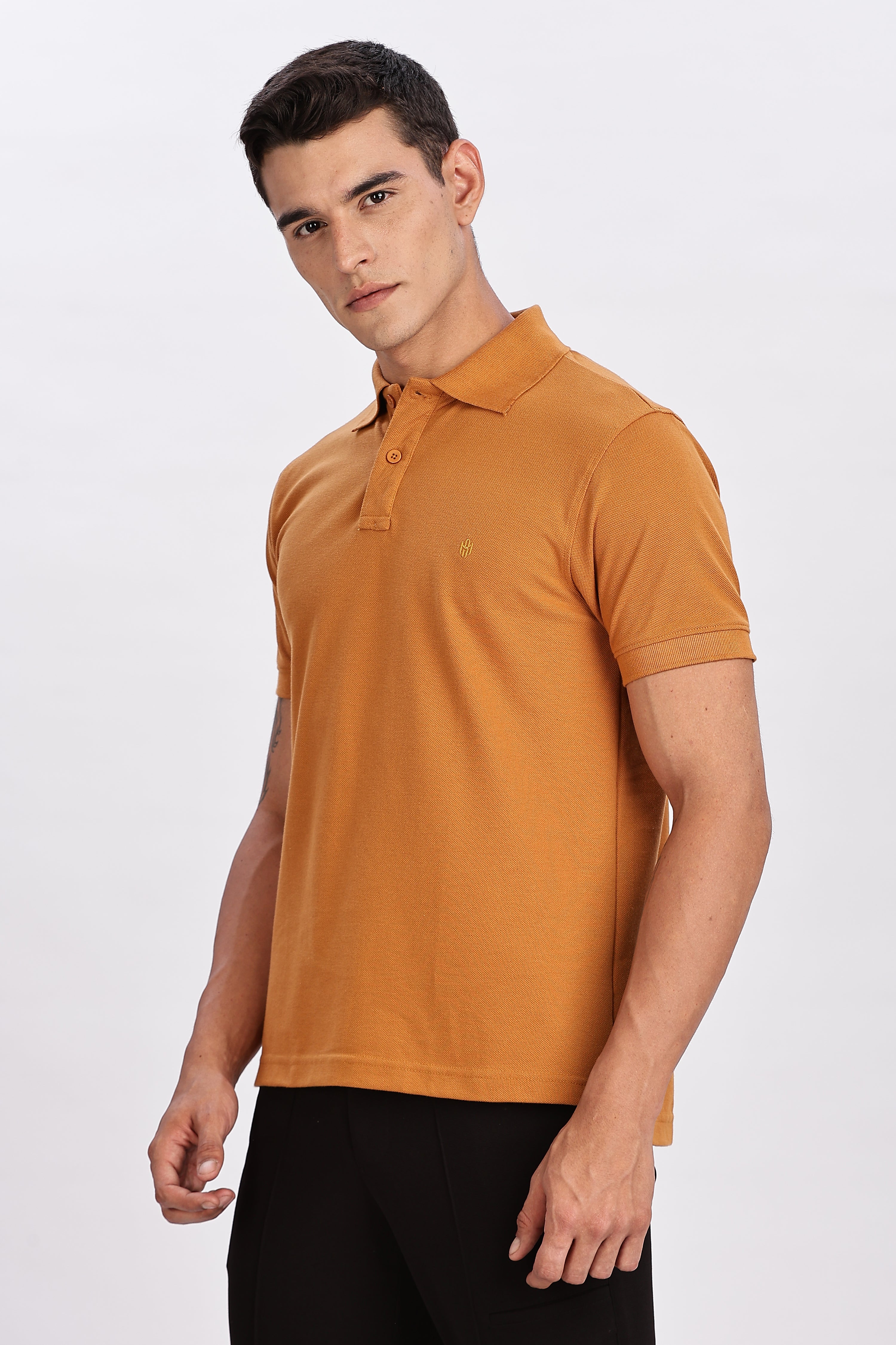 Color Hunt Men's Rust Brown Half Sleeve Polo T-Shirt
