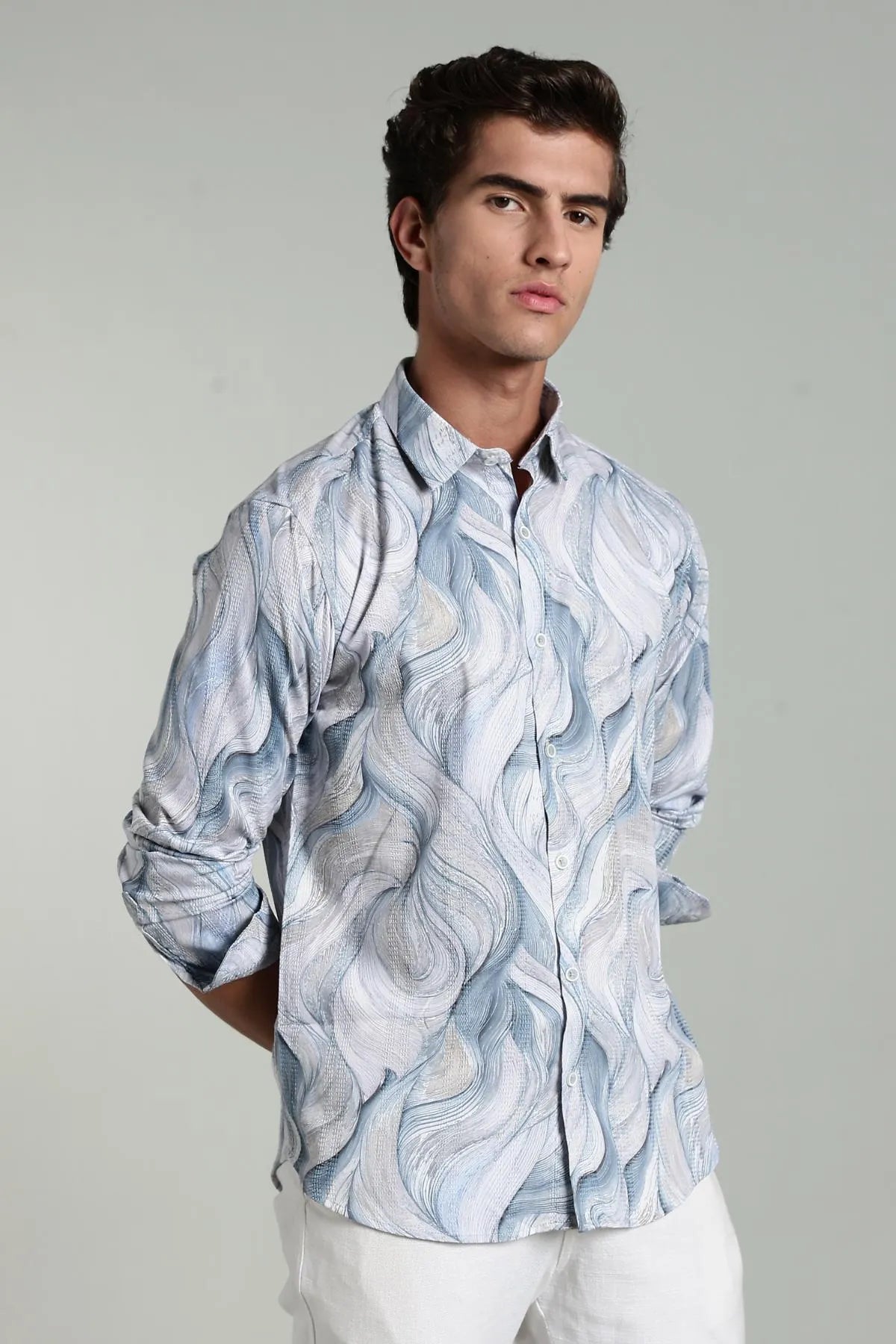 Color Hunt Men Printed Casual Grey Shirt