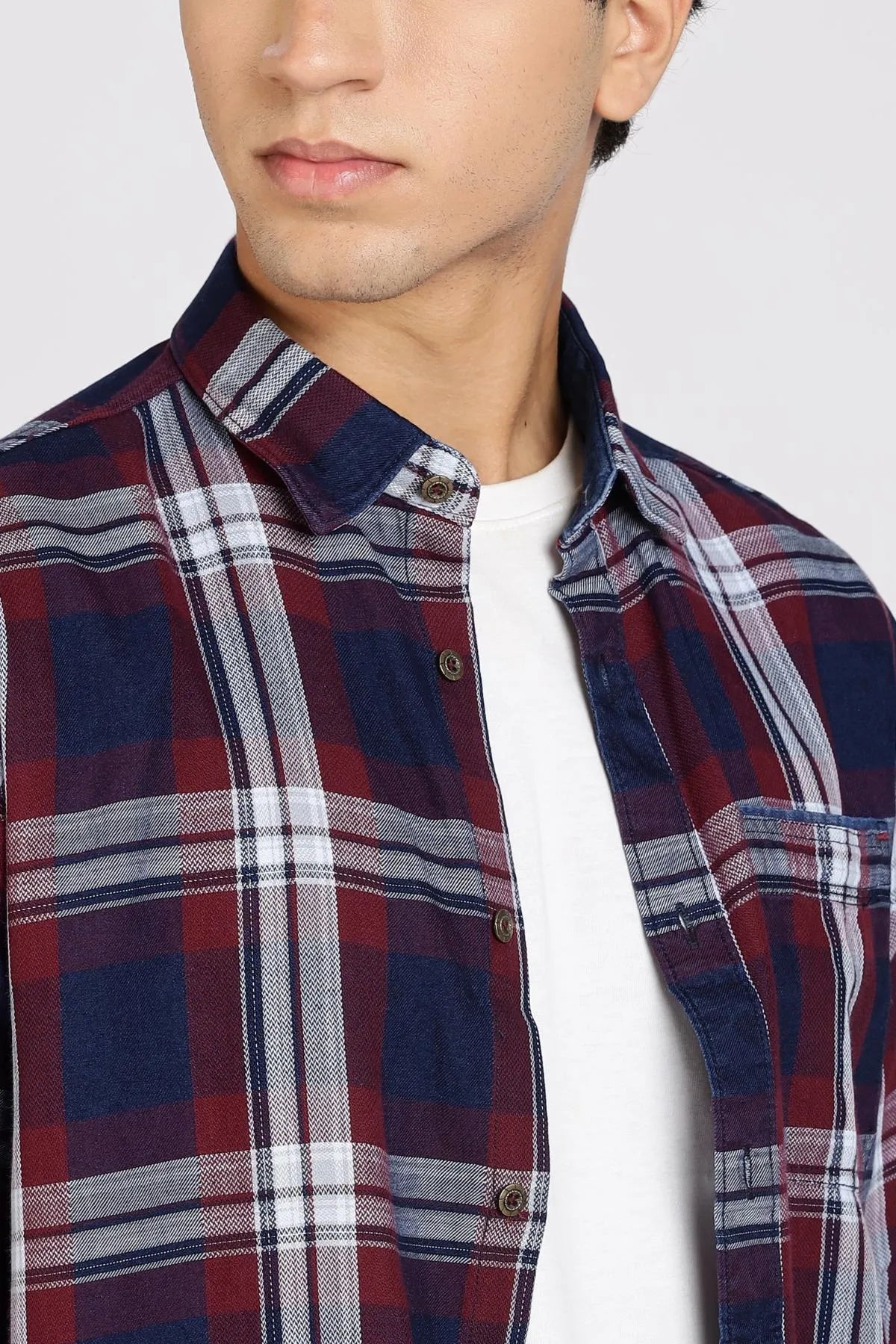 Color Hunt Men Checkered Casual Maroon Shirt