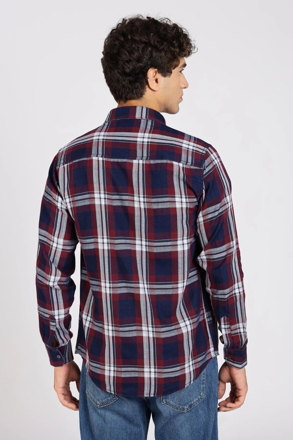 Color Hunt Men Checkered Casual Maroon Shirt