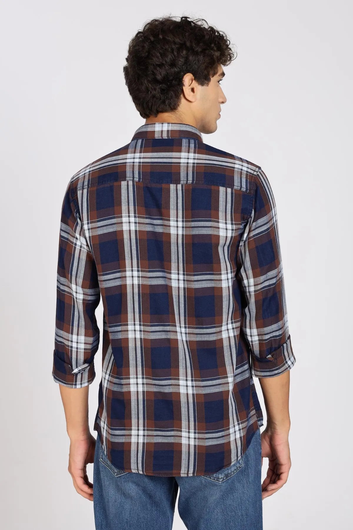 Color Hunt Men Checkered Casual Brown Shirt