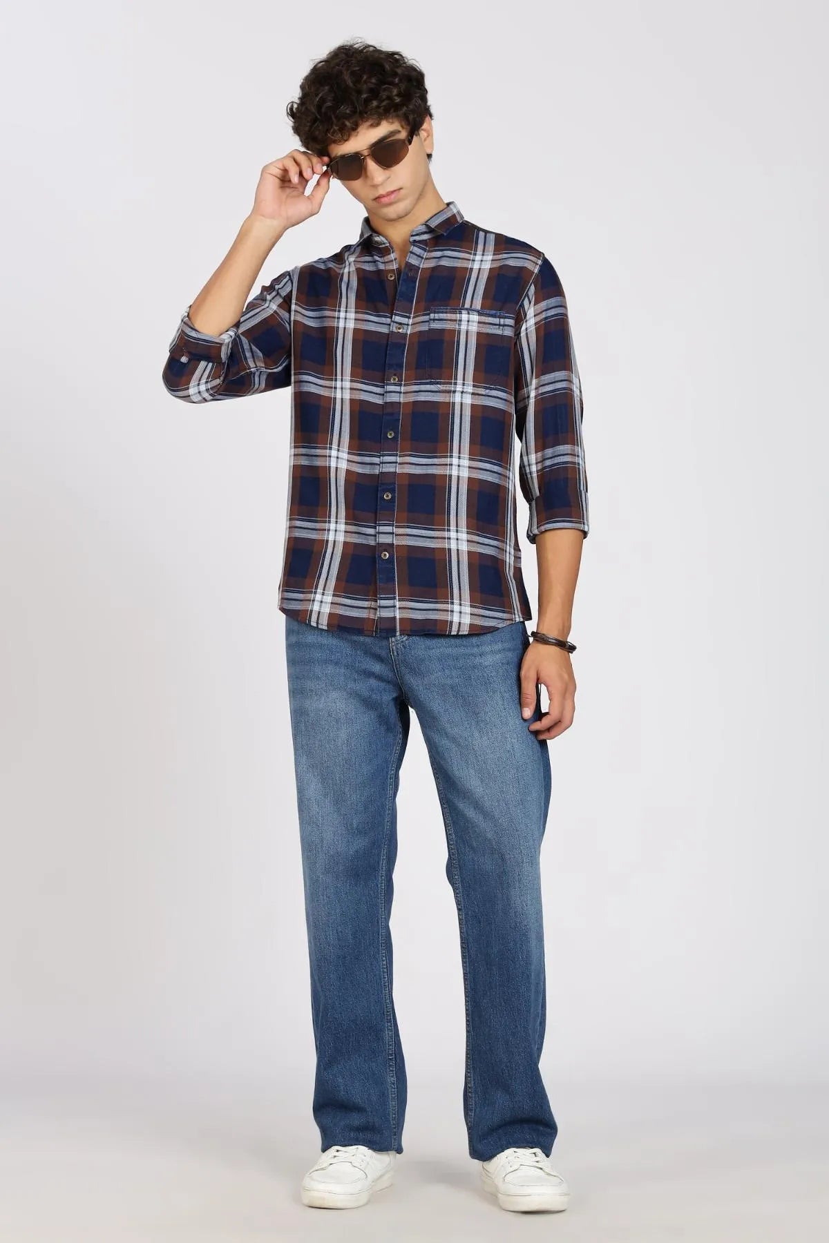 Color Hunt Men Checkered Casual Brown Shirt