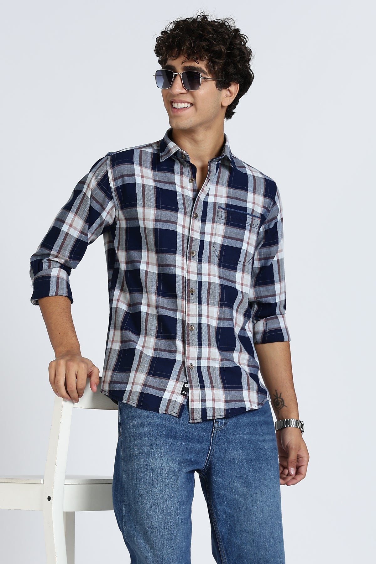 Color Hunt Men's Multi Checkered Full Sleeve Pure Cotton Shirt