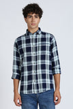 Color Hunt Men's Blue Pure Cotton Full Sleeve Checkered Shirt