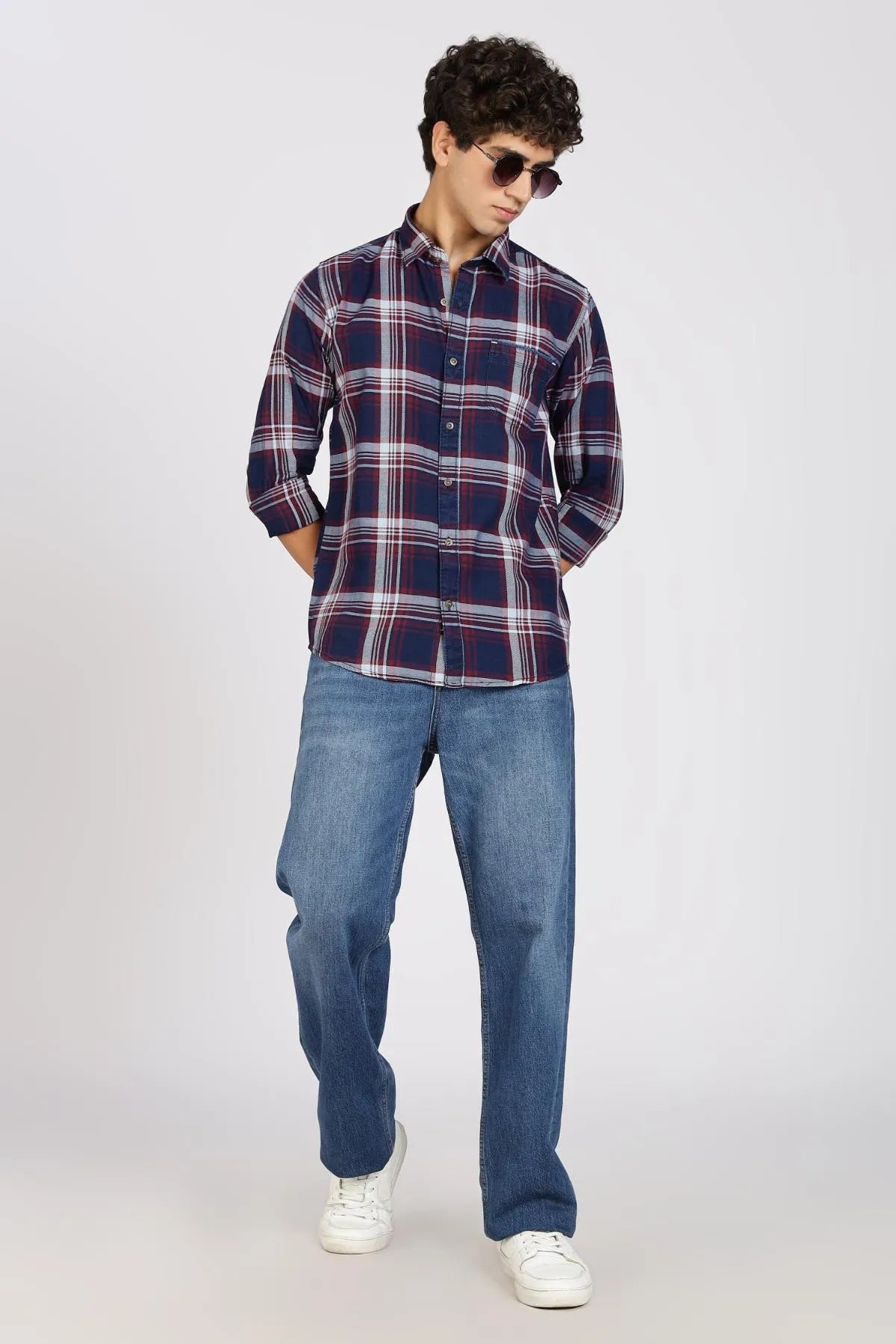 Color Hunt Men Checkered Casual Maroon Shirt