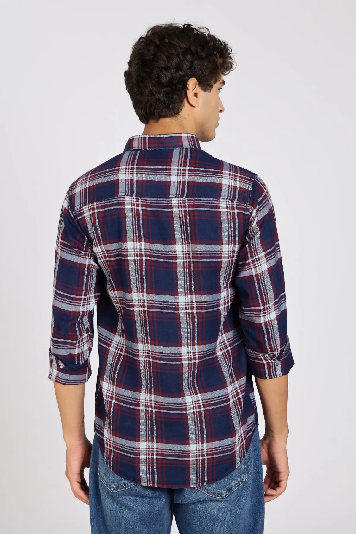 Color Hunt Men Checkered Casual Maroon Shirt