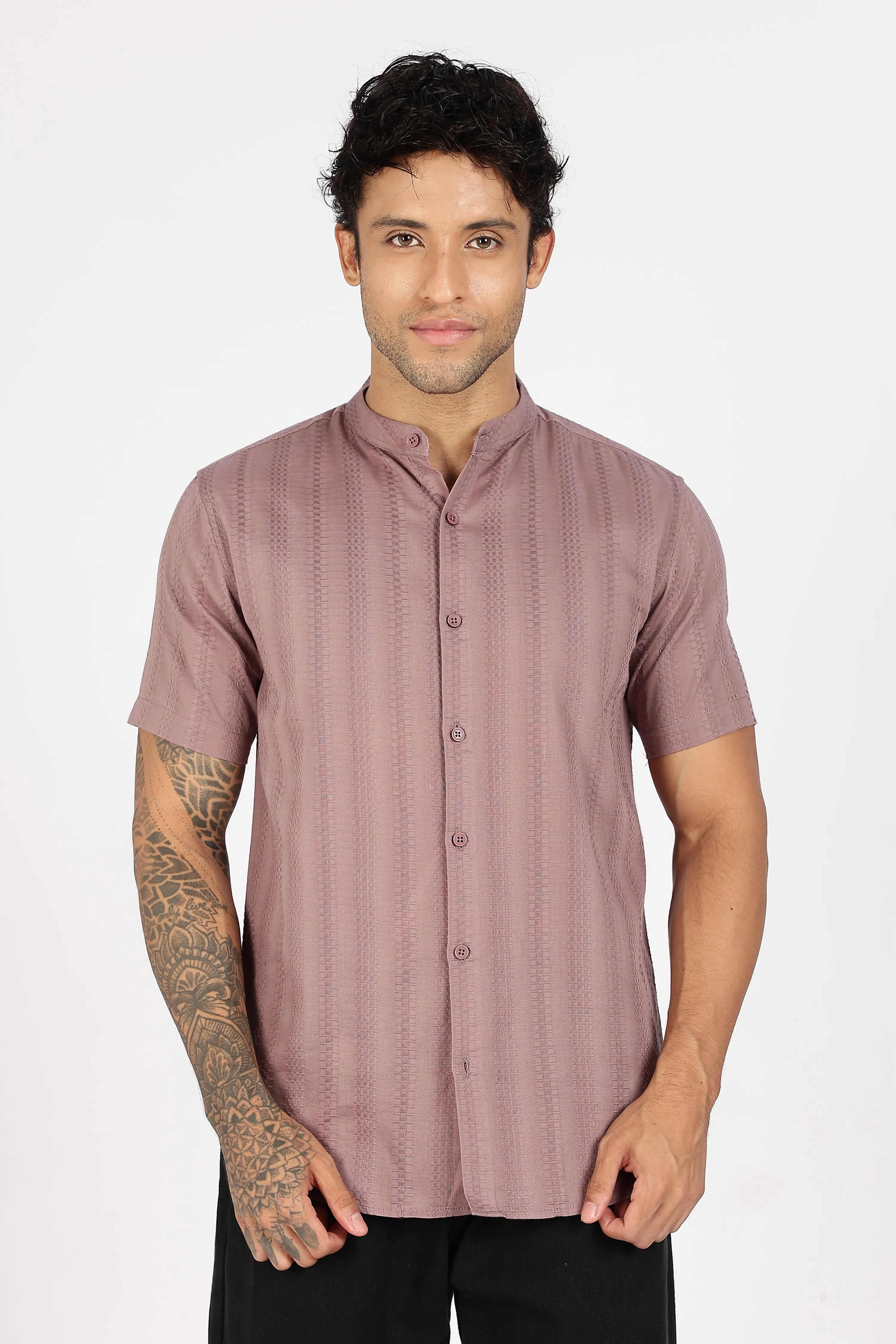 Color Hunt Men's Twilight Purple Half Sleeve Cotton Shirt