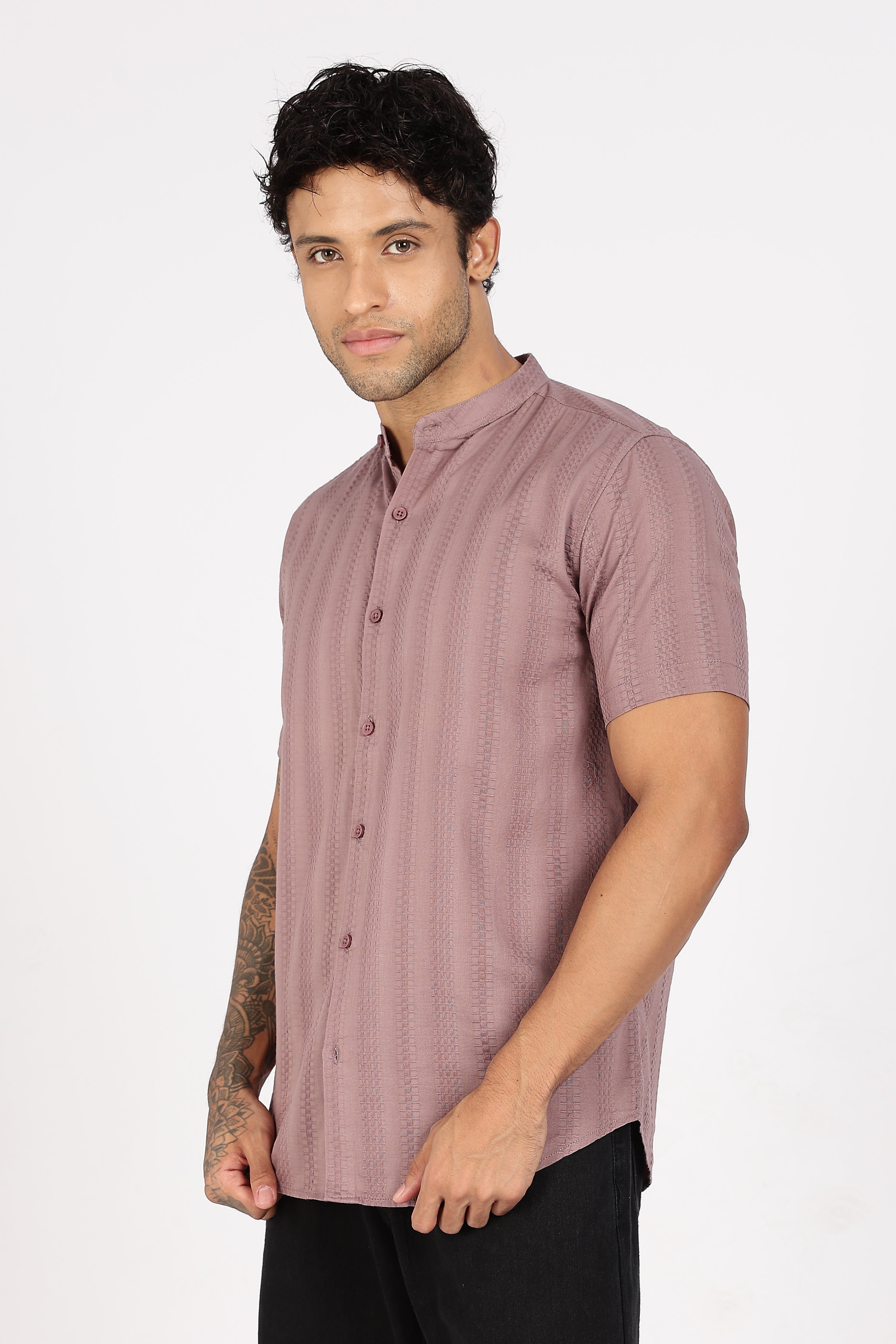 Color Hunt Men's Twilight Purple Half Sleeve Cotton Shirt