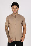 Color Hunt Men's Brown Pure Cotton Half Sleeve Shirt
