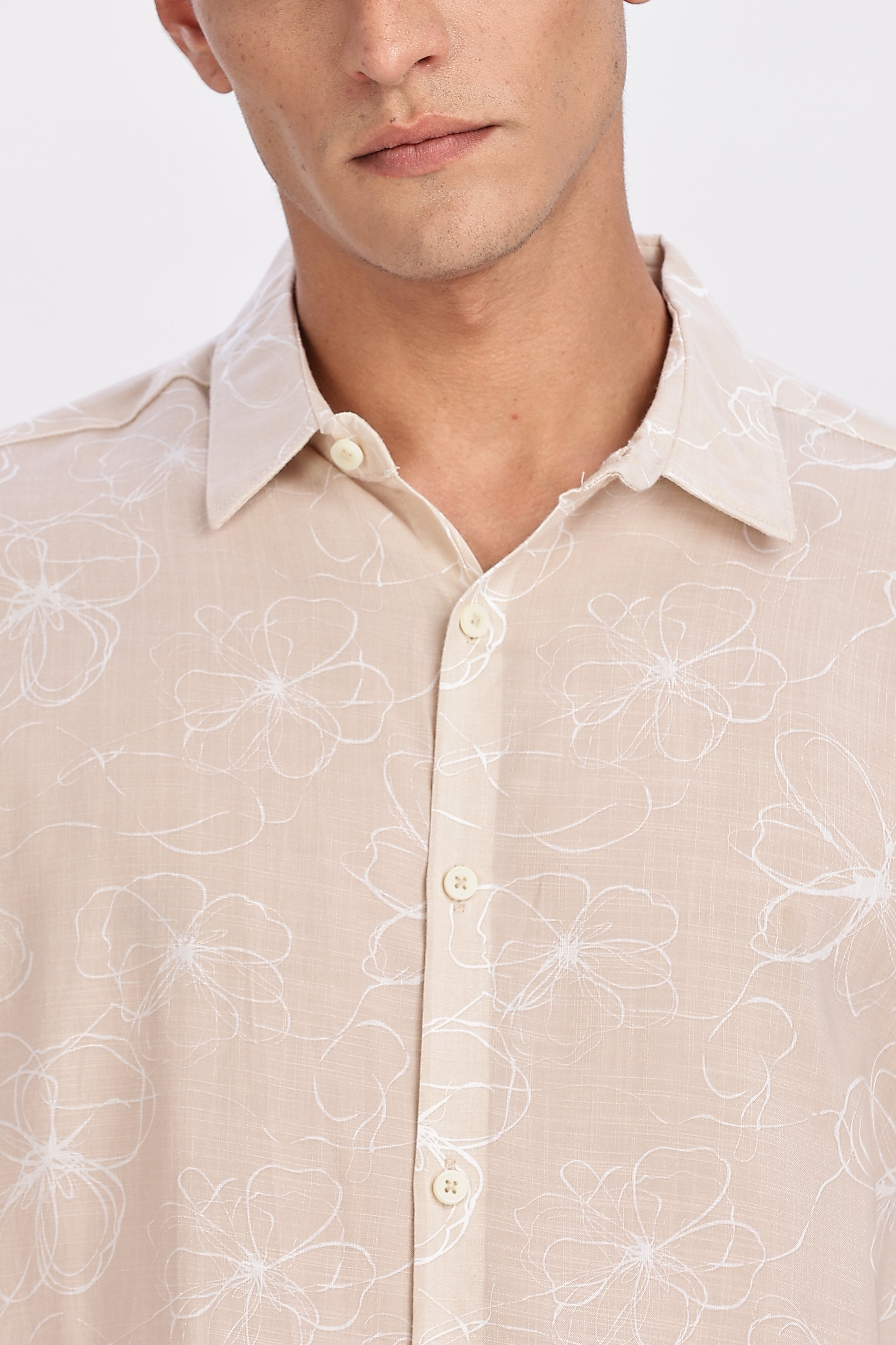 Color Hunt Men's Peach Pink Printed Rayon Half Sleeve Shirt