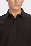 Color Hunt Men's Black Printed Jaquard Half Sleeve Shirt