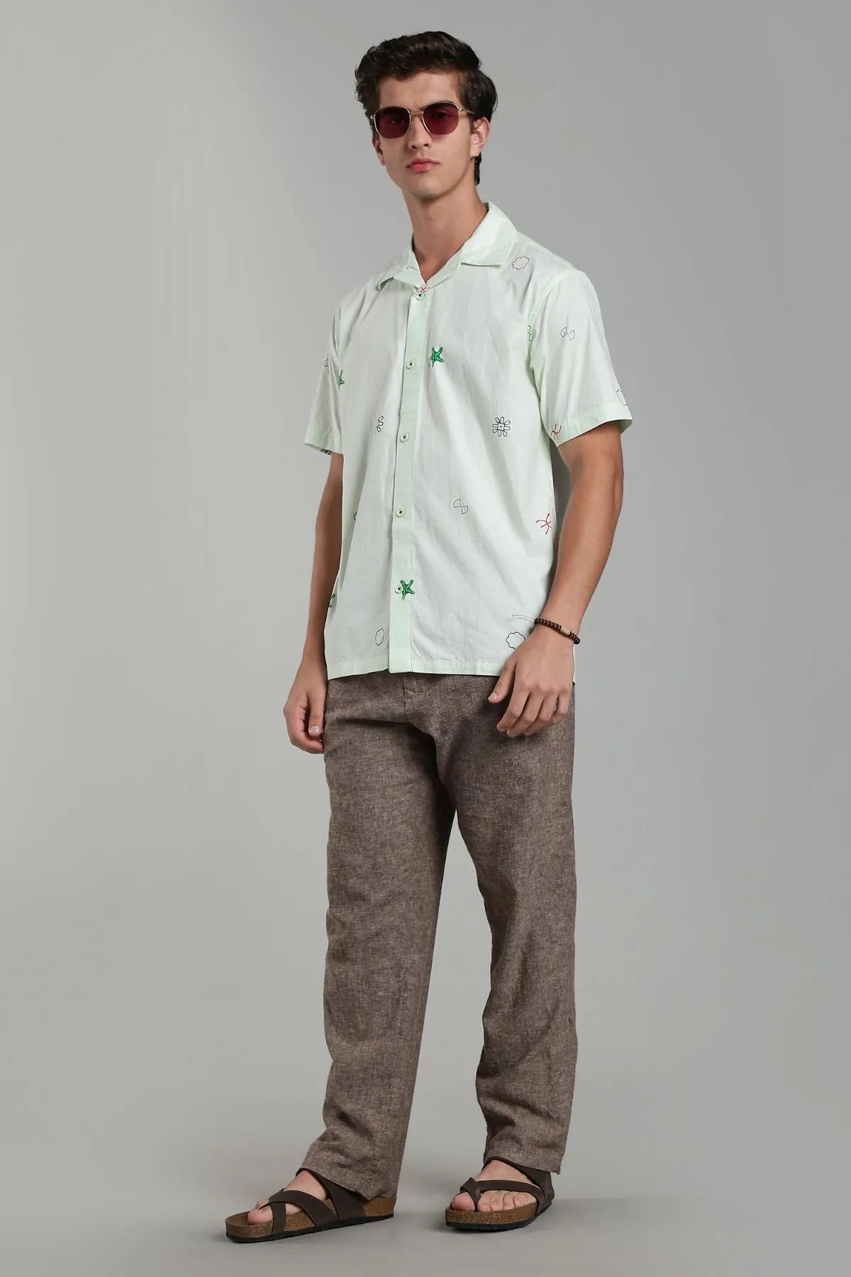 COLOR HUNT Men Printed Casual Green Shirt
