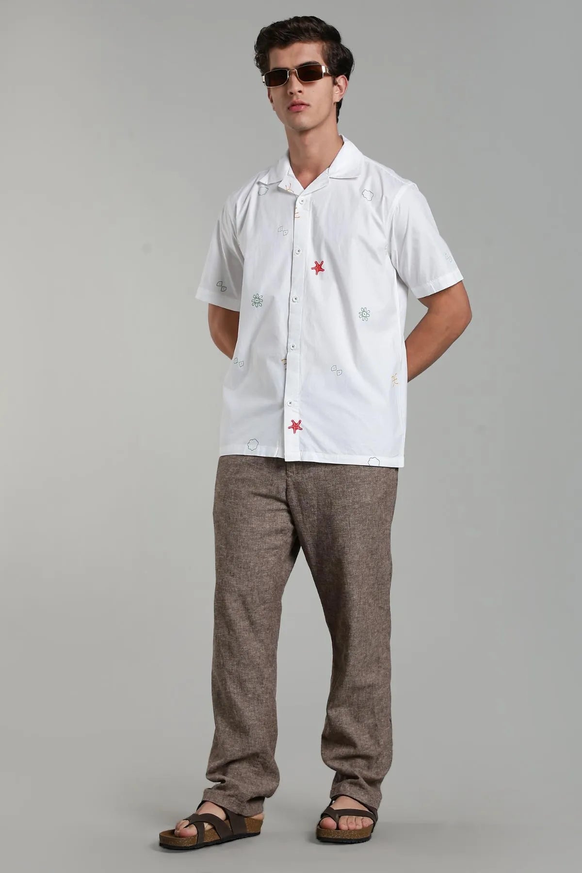 COLOR HUNT Men Printed Casual White Shirt