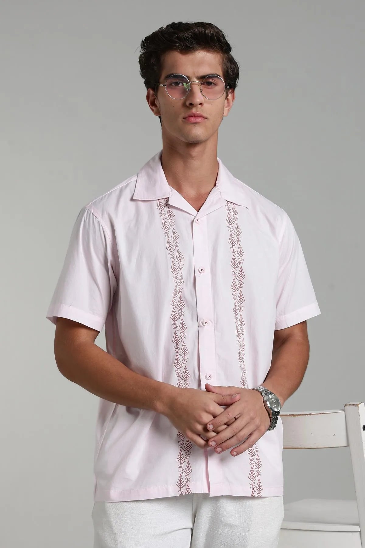 Color Hunt Men Printed Casual Pink Shirt